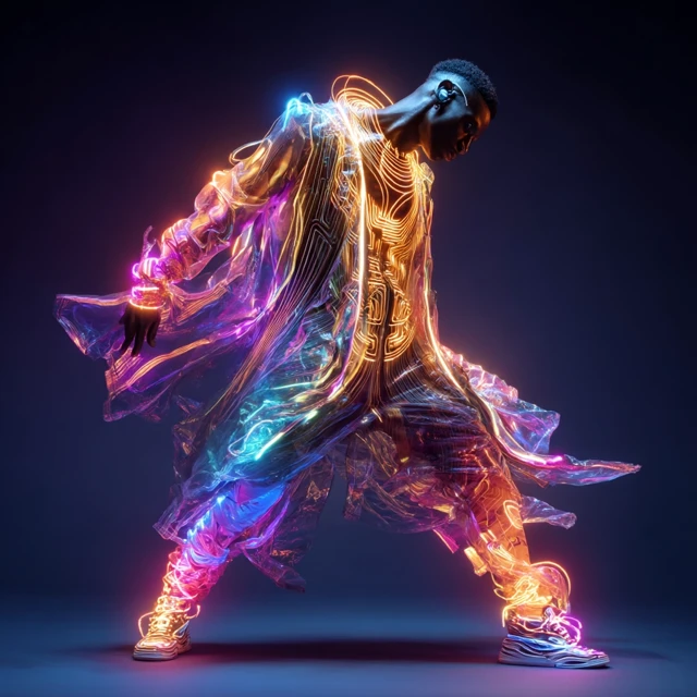 Futuristic Dancer Young Man Neon Glow