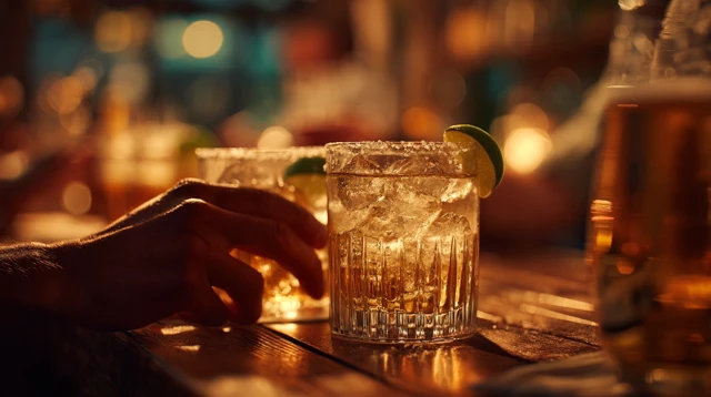 Cheers Tequila and Beer at a Bar Celebration