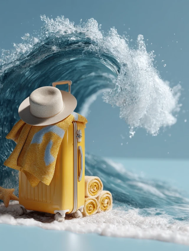 Vacation Dream Suitcase Ocean Wave Beach Concept