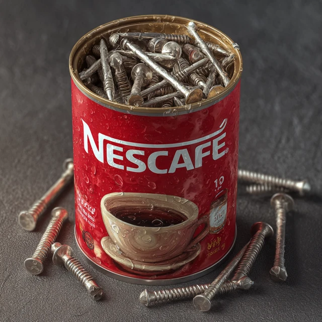 Nescafe Can with Nails Hyperrealistic Art