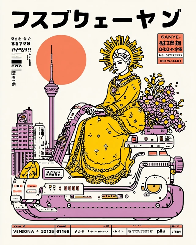Cyberpunk Japanese Poster Surreal Illustration
