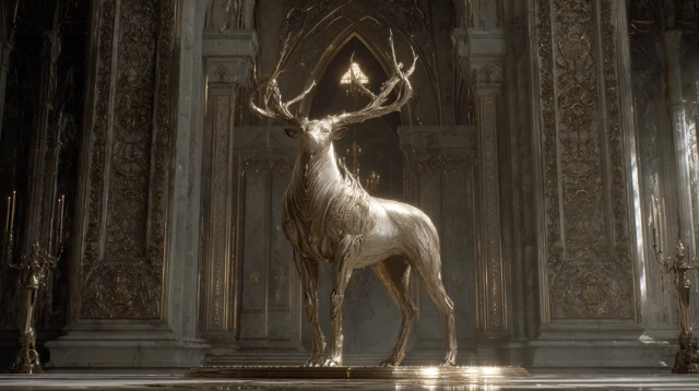 Ethereal Creature in Gothic Hall 4K