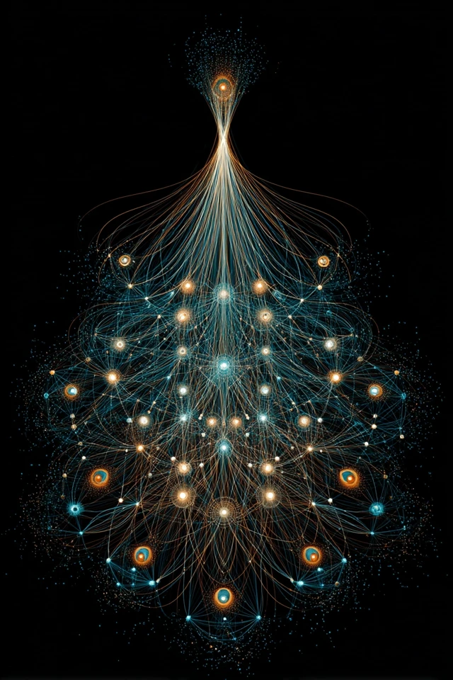 Peacock Tail Network Graph Art