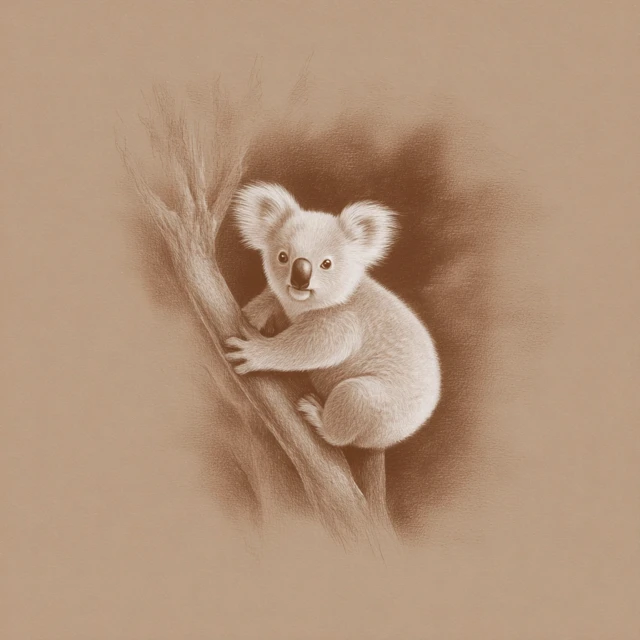 Koala Bear Sketch Vintage Art