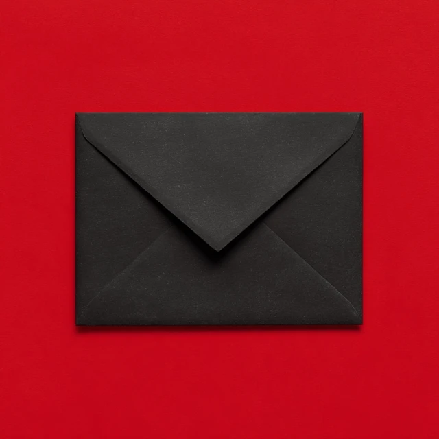Black Envelope on Red Background