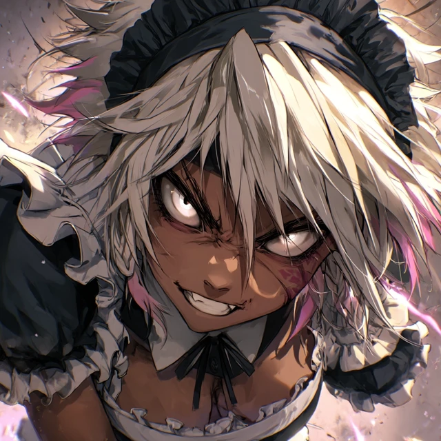 Anime Maid Illustration Black Male Character