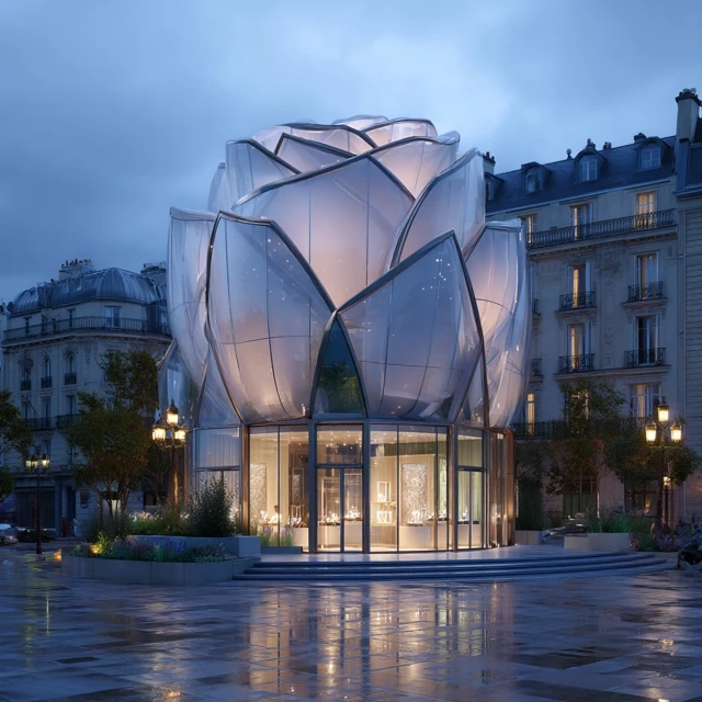 Burgundy High Tech Jewelry Store in Paris