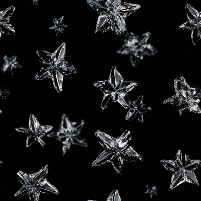 Star Shaped Crystals on Black Background