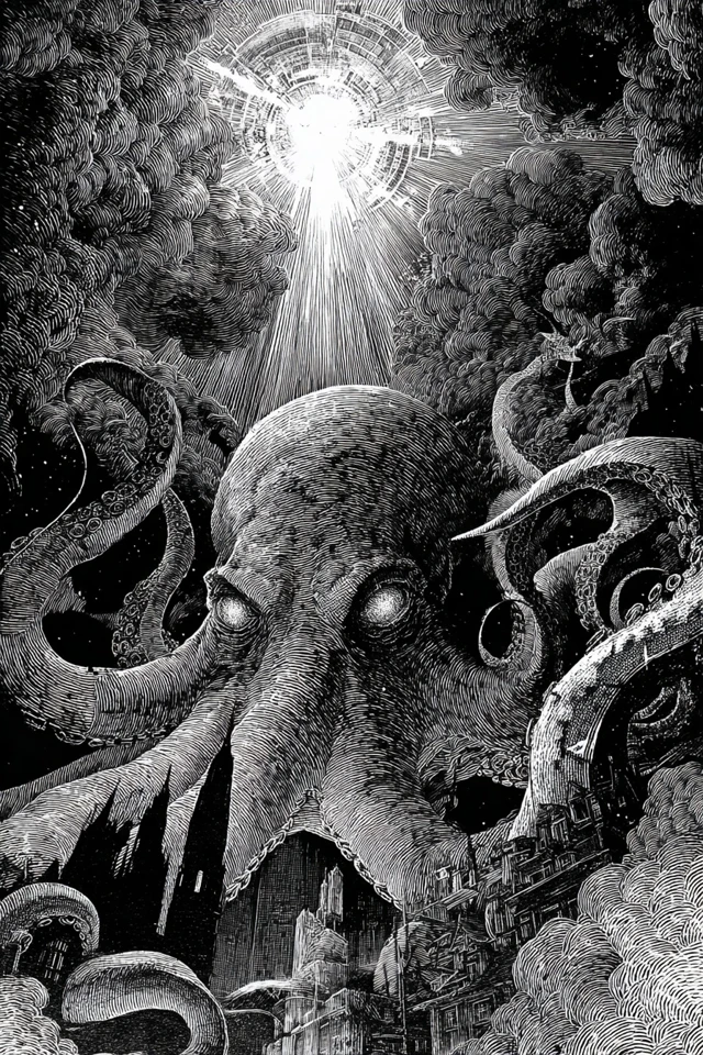 Lovecraftian Horror Ink Illustration