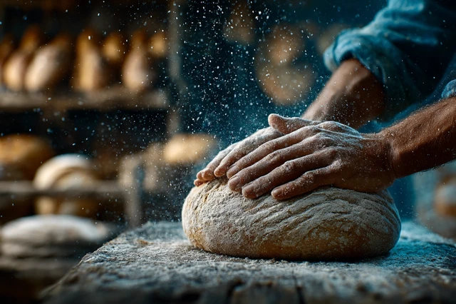 Artisanal Bread Baking Closeup Rustic Bakery Scene