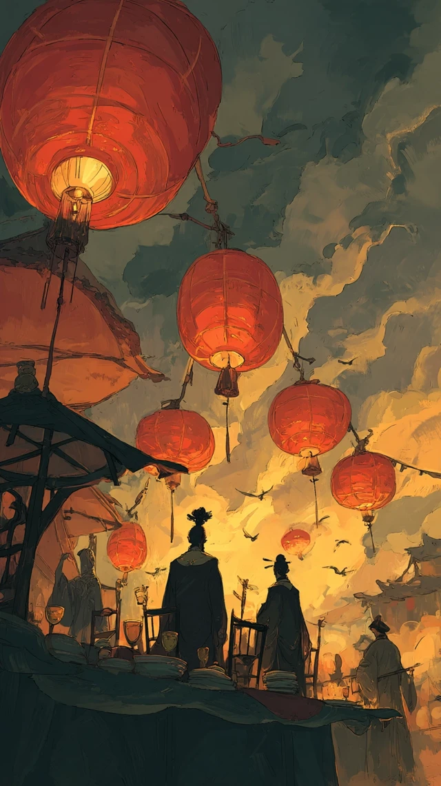 Ancient Chinese Banquet Painting Fantasy Art