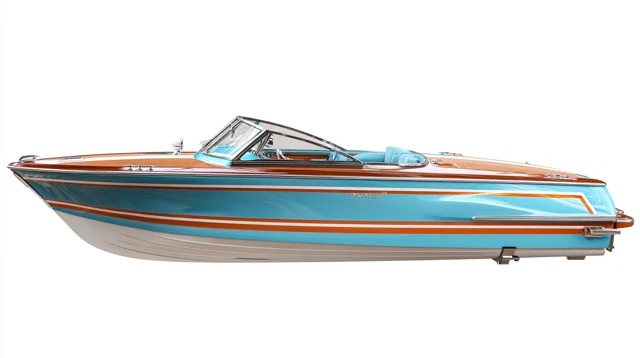 Luxury Speedboat Baby Blue Wood Racing Stripes