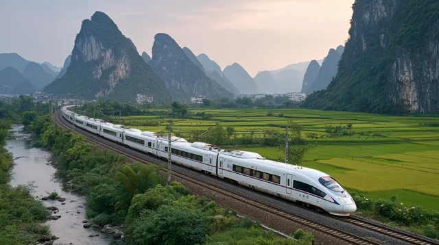 High Speed Train in Guangxi China Scenery
