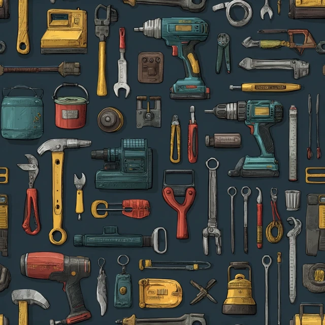 Tools and Equipment Seamless Pattern Illustration