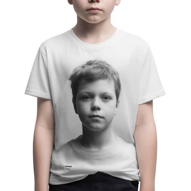 Boy in T-shirt Front View Artistic Portrait