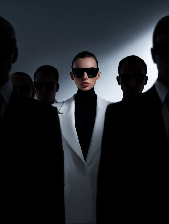 High Fashion Woman in Blazer Sunglasses Editorial
