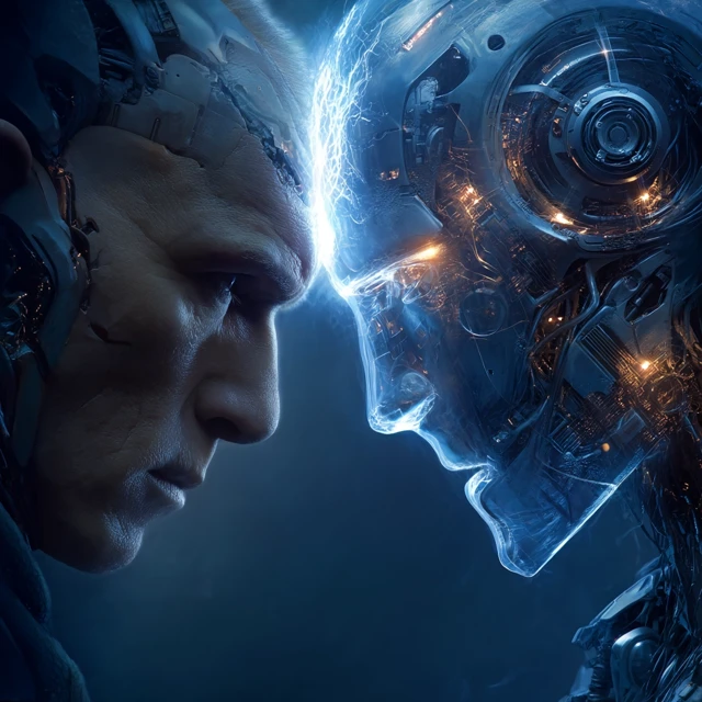 Cybernetic Face Illustration Futuristic Digital Art