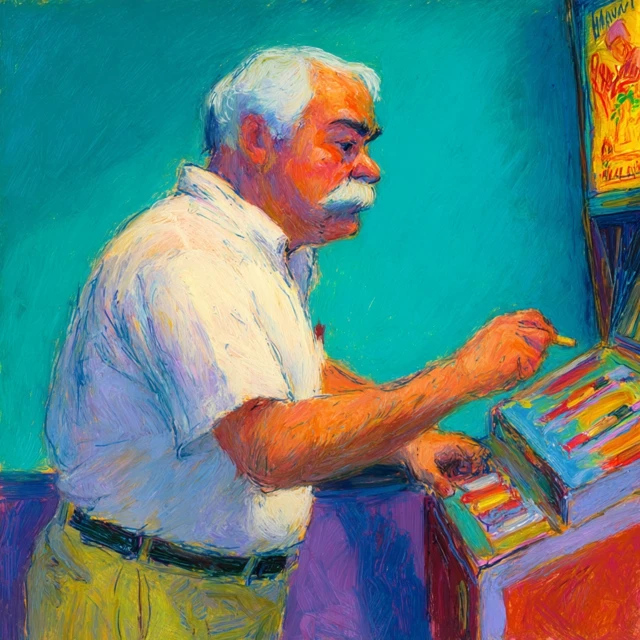 Ernest Hemingway Slot Machine Painting Wayne Thiebaud