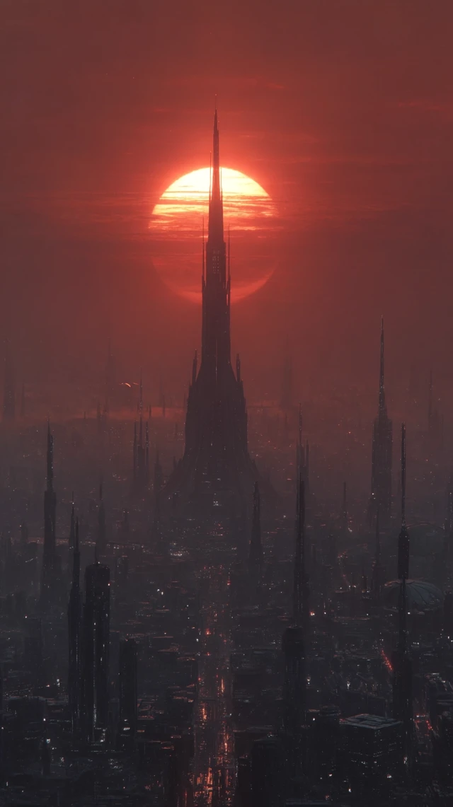 Futuristic City Sunset SciFi Architecture