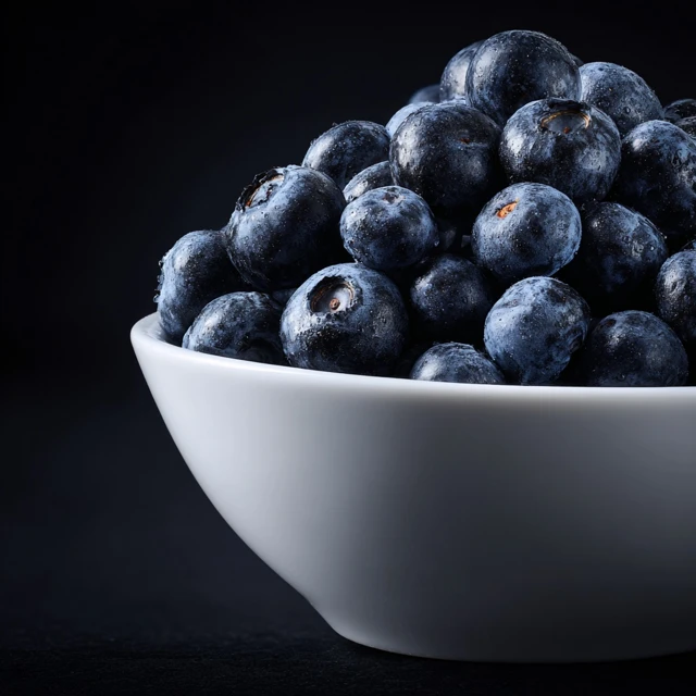 Blueberries in a White Bowl Food Photography