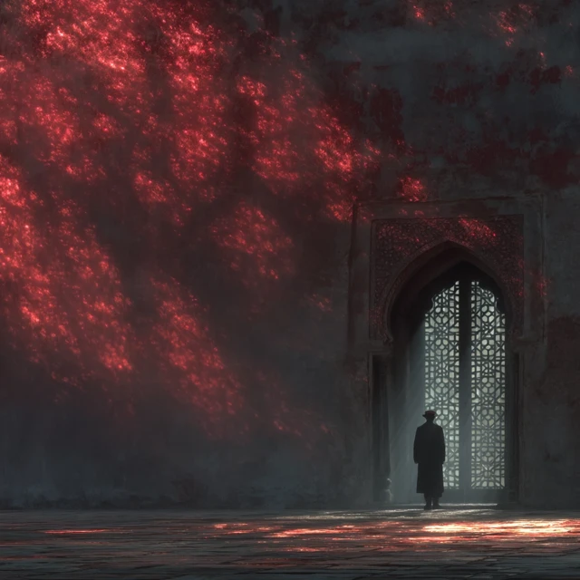 Ancient Temple Silhouette In Shadows