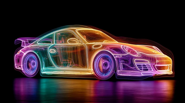 Sports Car Light Painting Art