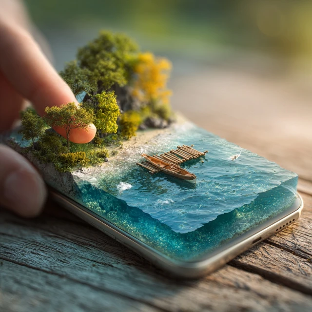 Smartphone Miniature Landscape Realistic Art
