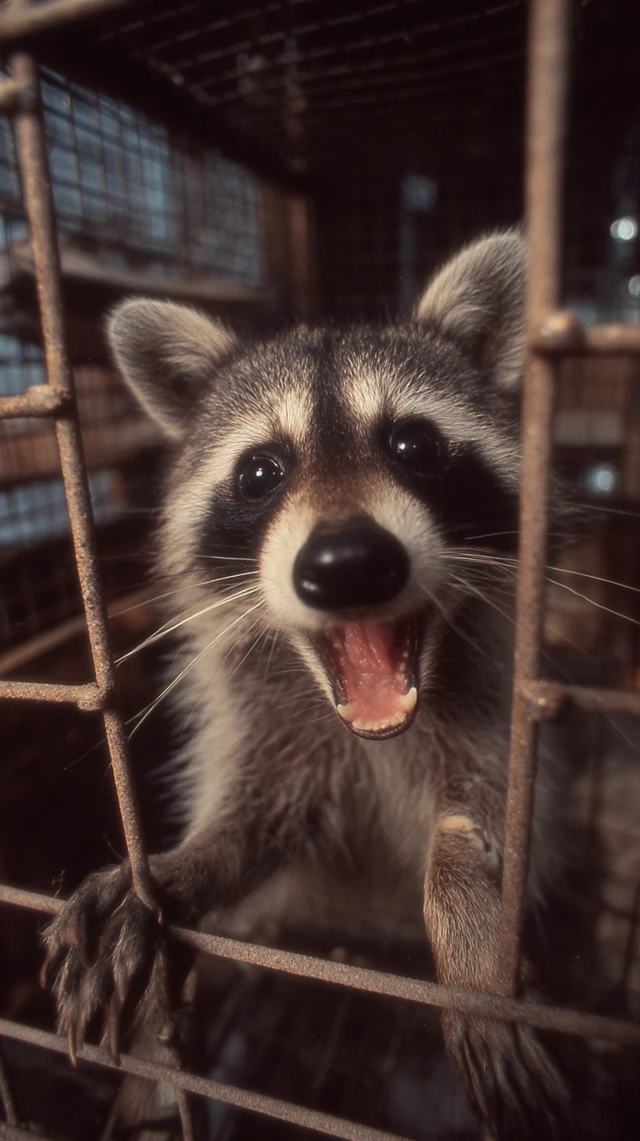 Raccoon in Cage Hyperrealistic Portrait