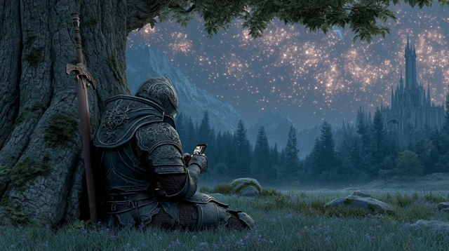 Medieval Knight in Dark Fantasy World