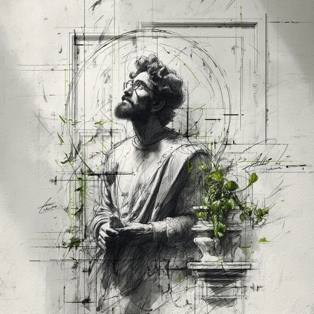 Michelangelo Sketch Elegant Poster Black and White