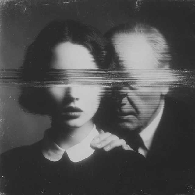 Glitch Portrait of a Woman Horror Black White