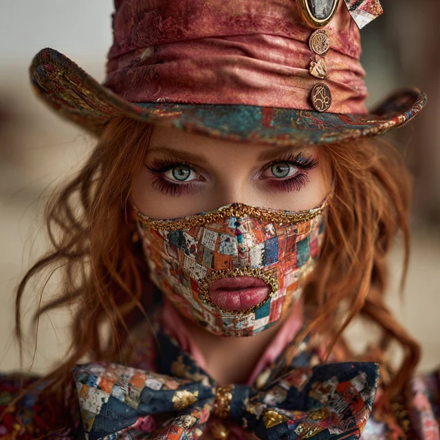 Female Mad Hatter with Mask A Fantasy Portrait