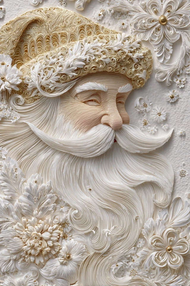 3D Paper Art Santa Claus Christmas Scene