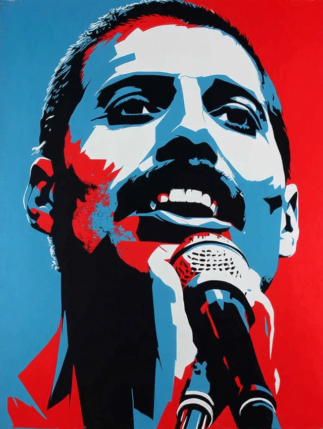 Freddy Mercury Portrait Art by Shepard Fairey