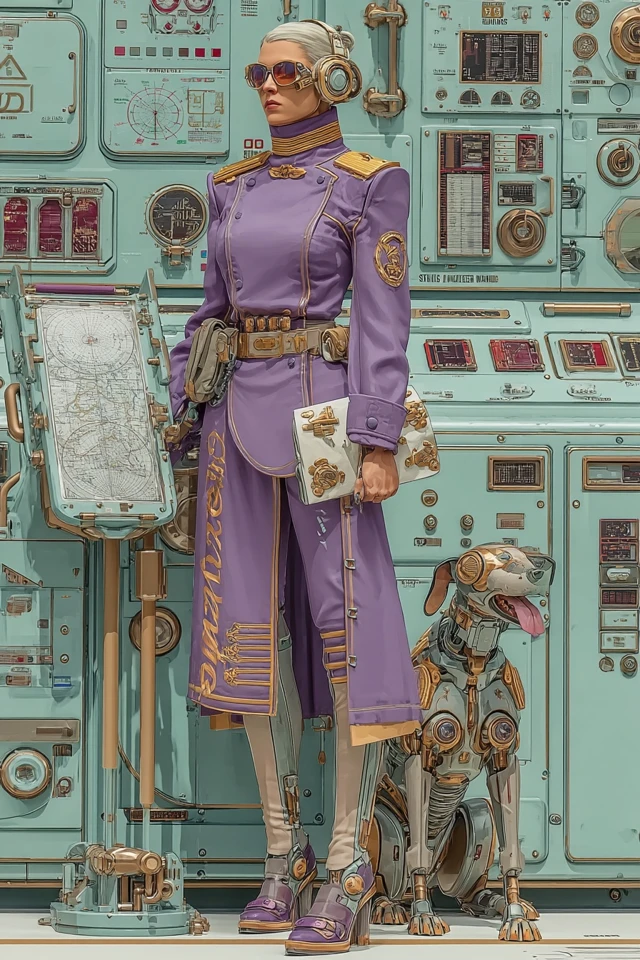 Female Commander in Futuristic War Room