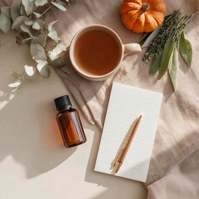 Wellness Scene Autumnal Serenity Calm Tea and Herbs
