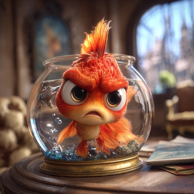 Cute 3D Goldfish with a Judgey Face