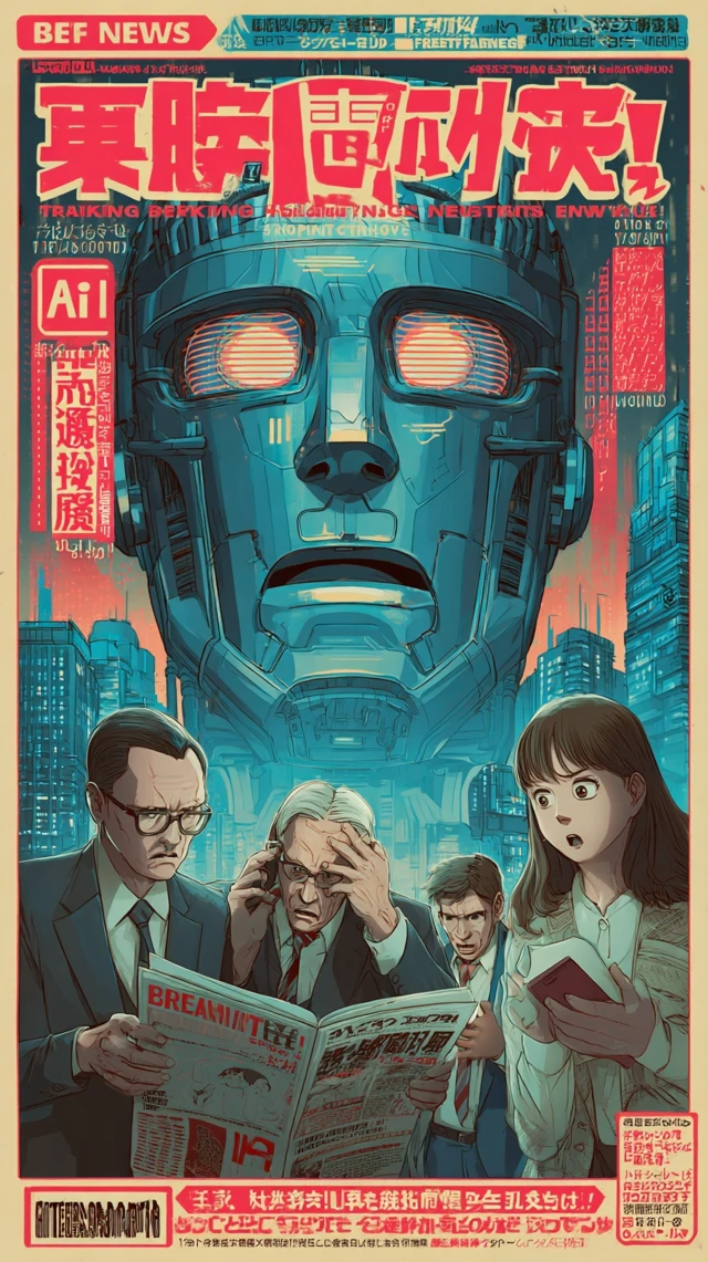 AI Robot Showa Era Comic Poster