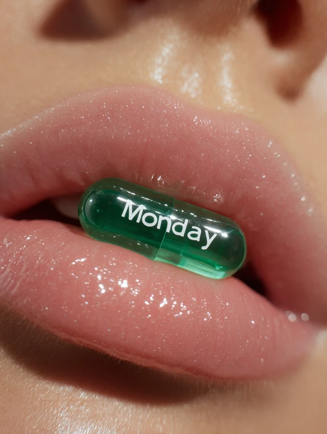 Lip Gloss and Green Pill Product Photography