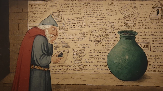 Medieval Dragonroot Illustration Illuminated Manuscript
