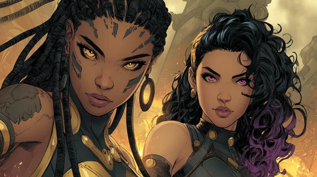 Female Heroes in Cyberpunk Battlefield Comic Art