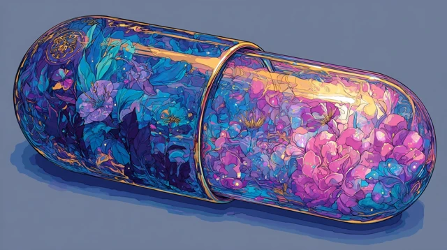Psychedelic Capsule Art Illustration PNG