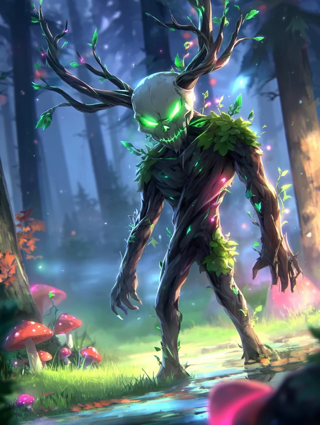 Slavic Forest Guardian Leshy in a Dark Forest