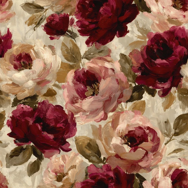 Seamless Rose Pattern Hand Painted Oil Painting