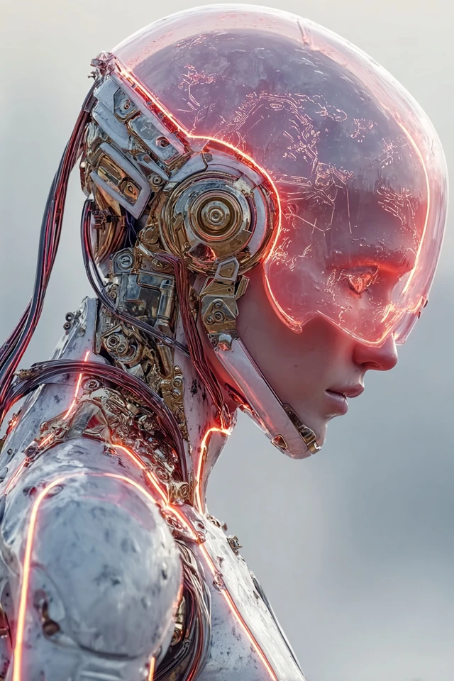 Cyberpunk Cyborg Face Ultra Realistic Detail