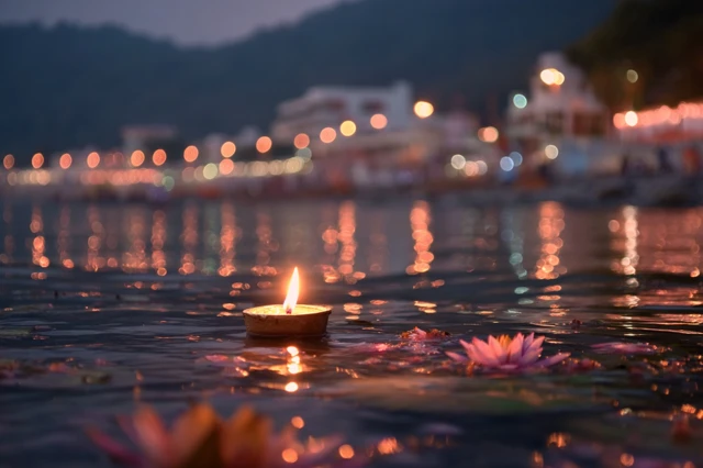 Diwali Candle in Rishikesh River