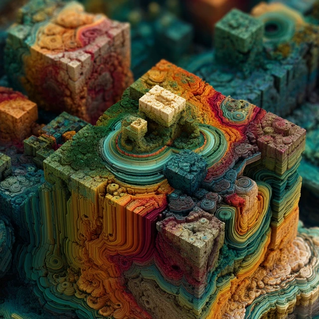 Fractal Cubes Digital Art Aerial View