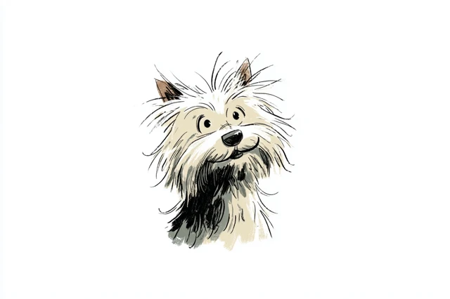 Cute Yorkshire Terrier Art in Ralph Steadman Style