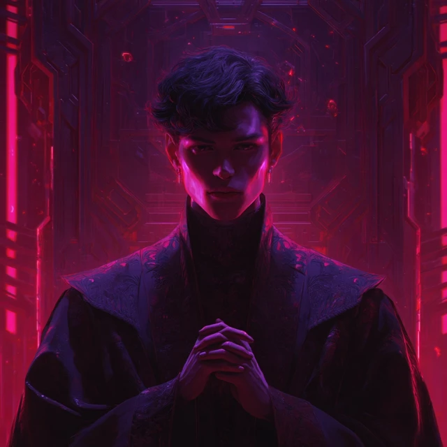 Cyberpunk Supermodel in Purple Robes Digital Art