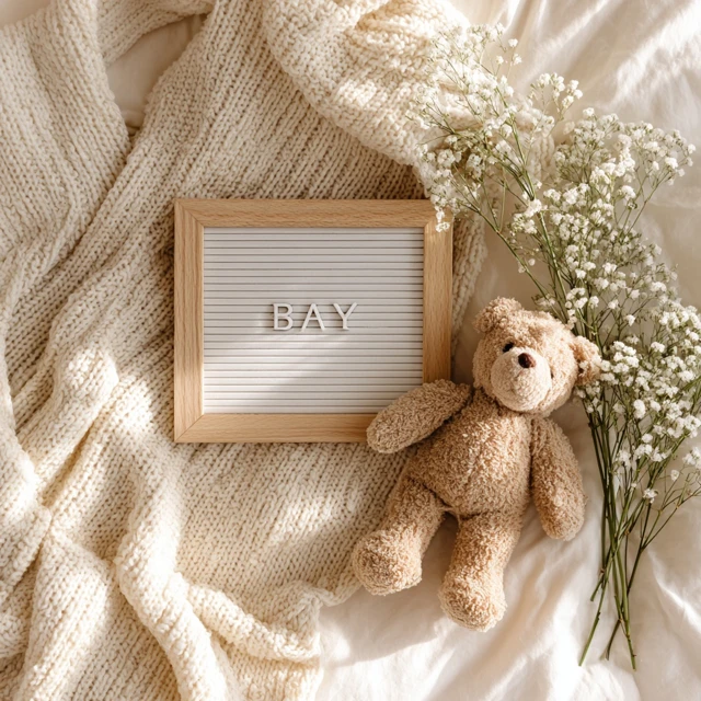 Cozy Pregnancy Announcement Flat Lay